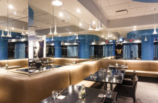 Photography of the antiqued mirrors on the walls in the Raw Bar at Hotel Arts. For use in advertising and on the website for the company that sourced and installed the mirrors, House of Mirrors. ©2014, Sean Phillips http://www.RiverwoodPhotography.com