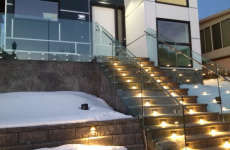 Exterior glass railing