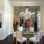 Dinning room antique mirrored wall.