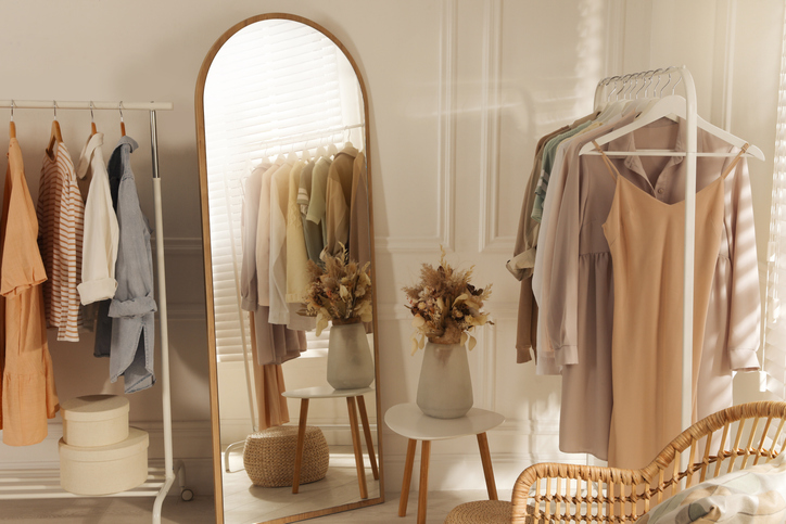 A good placement for a full-length mirror in the bedroom