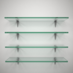 A glass shelf for elegant storage and display solutions.