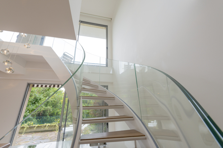 Glass railings for house staircases.