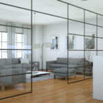 Interior glass partition walls designed to maximize natural light.