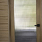 Decorative glass film Calgary for residential glass doors, adding privacy and style to homes.